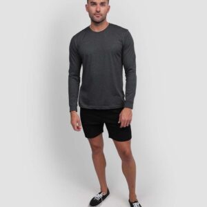 INTO THE AM Premium Long Sleeve Shirts for Men Casual Work Sun Protection Plain T-Shirts for Gym Construction (Charcoal, Small)