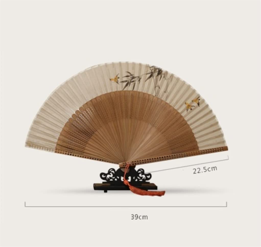 Folding Hand Fan Folding Fan Handheld Folded Fan Foldable Bamboo Fan for Flower Painting Handmade, Portable, Chinese Hanfu, Silk Fan Foldable Fan Hand Held Fans (Size : A5)