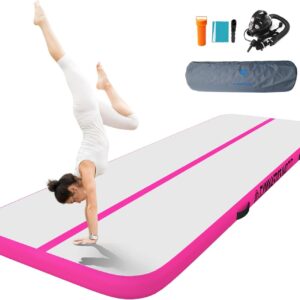 A&BBOARD Inflatable Air Gymnastics Mat 6.6ft/10ft/13ft/16ft Training mat 4 inches Thick tumbling mat wih Electric Air Pump for Home/Gym/Outdoor