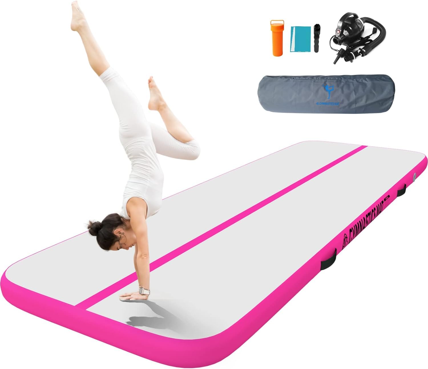 A&BBOARD Inflatable Air Gymnastics Mat 6.6ft/10ft/13ft/16ft Training mat 4 inches Thick tumbling mat wih Electric Air Pump for Home/Gym/Outdoor