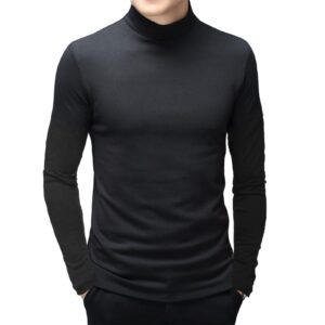 Men's T Shirt Long Sleeve Basic Mock Turtleneck Slim Fit Undershirt Pullover Thermal Solid Tops