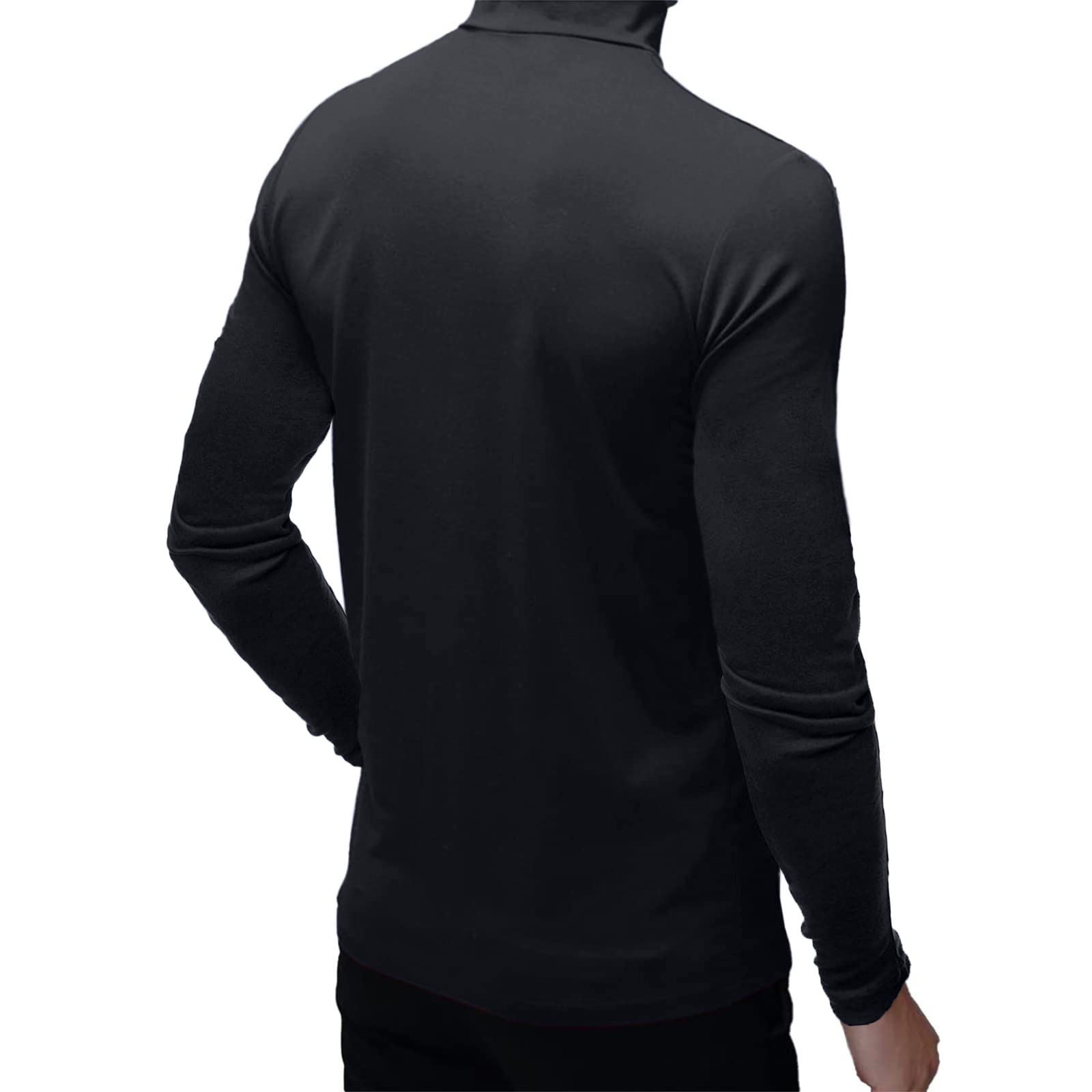 Men's T Shirt Long Sleeve Basic Mock Turtleneck Slim Fit Undershirt Pullover Thermal Solid Tops