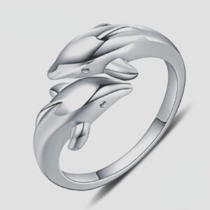 925 Sterling Silver Dolphin Ring, Adjustable Ring For Women