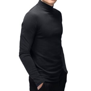 Men's T Shirt Long Sleeve Basic Mock Turtleneck Slim Fit Undershirt Pullover Thermal Solid Tops