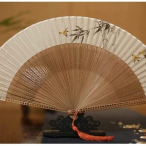 Folding Hand Fan Folding Fan Handheld Folded Fan Foldable Bamboo Fan for Flower Painting Handmade, Portable, Chinese Hanfu, Silk Fan Foldable Fan Hand Held Fans (Size : A5)