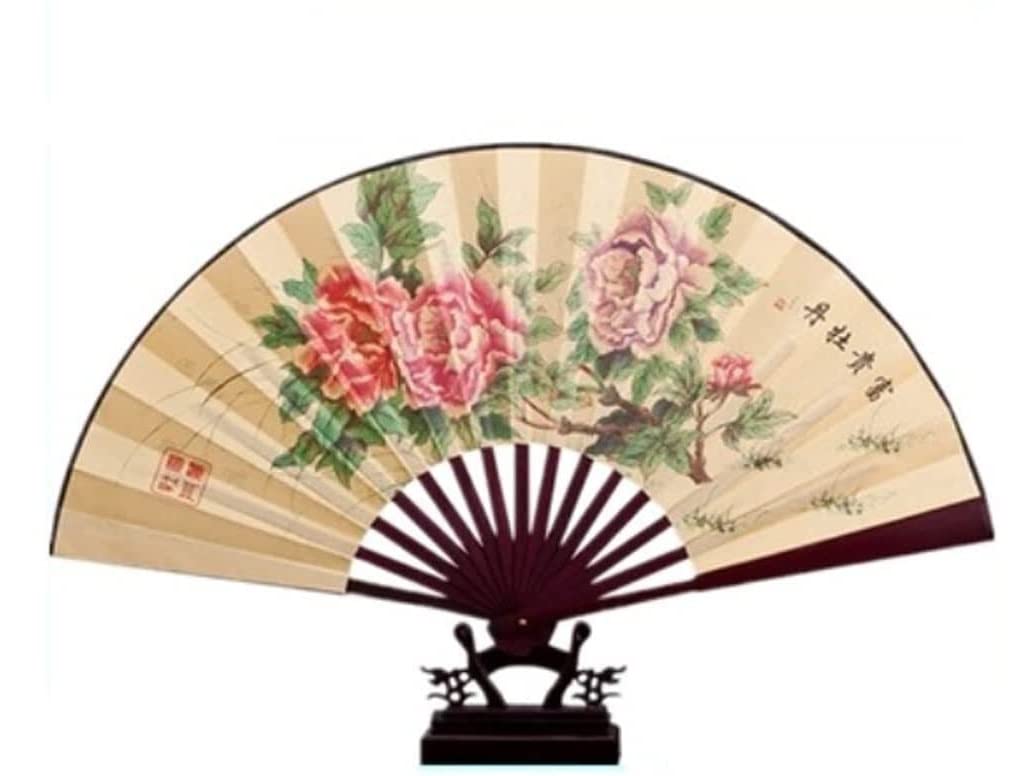 Folding Hand Fan Folding Fan Handheld Folded Fan Hand Folding Fan Classical Silk Fabric Double-Sided Folding Fan Ancient Chinese Style Foldable Fan Hand Held Fans (Color : A, Size : 60CM)