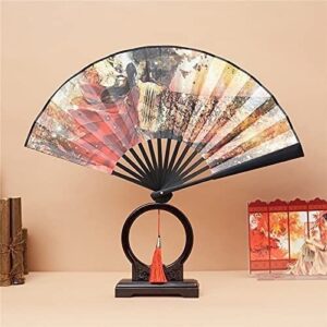 Folding Hand Fan Folding Fan Handheld Folded Fan Hanfu Bamboo Folding Fan, Foldable Ancient, Hand Foldable Fan, 2 Printed Sides, Cosplay Costume Fan Foldable Fan Hand Held Fans