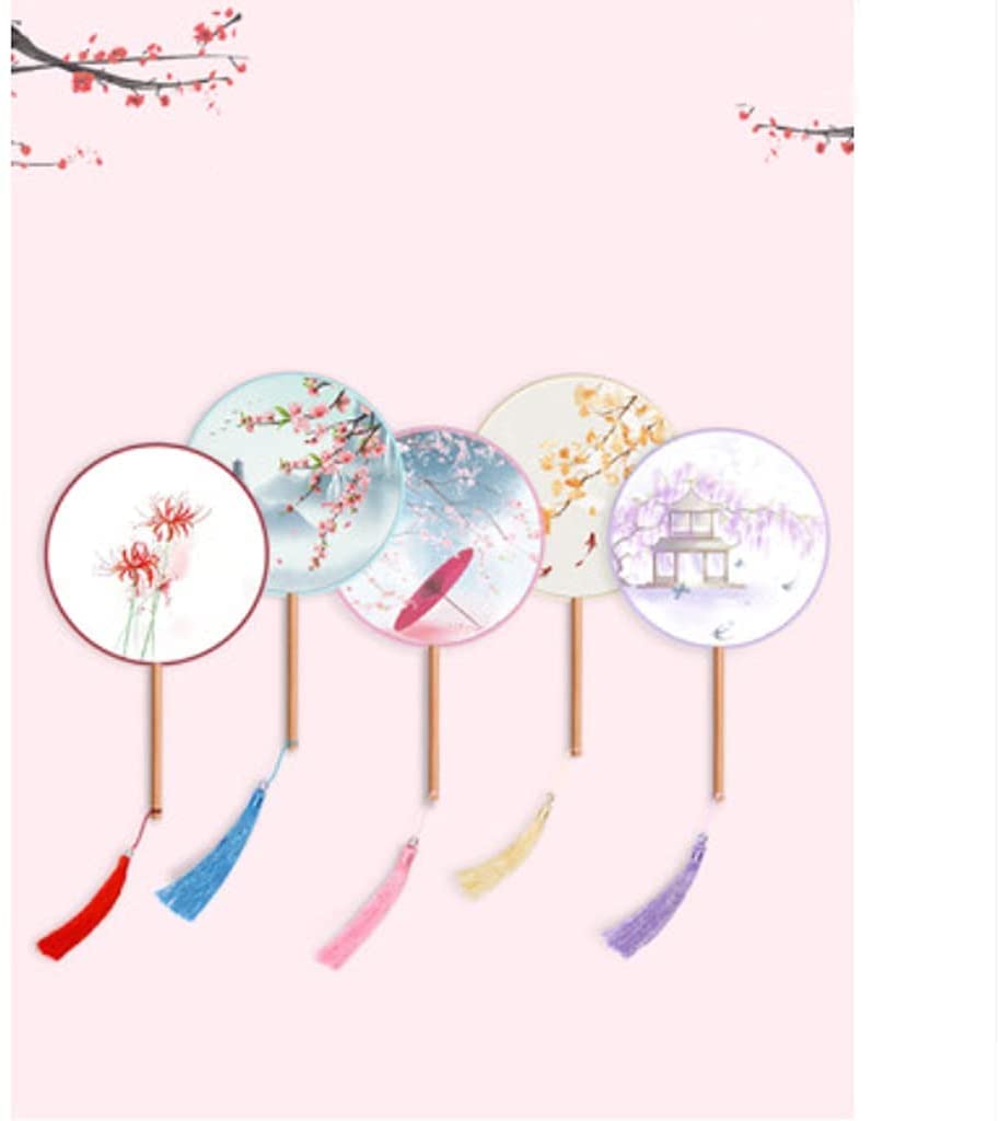 Folding Hand Fan Folding Fan Handheld Folded Fan 2Pieces Hand Fan Folded Ancient Chinese Style Hanfu Cheongsam Costume Embroidery Small Round Fan Foldable Fan Hand Held Fans