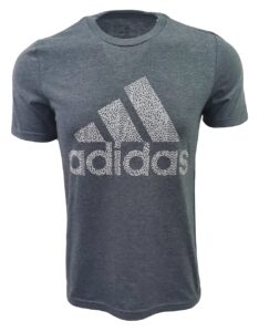 adidas mens badge of sport classic tee (small, dark grey heather/grey animal print)