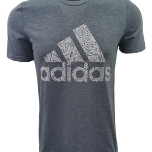 adidas Mens Badge of Sport Classic Tee (Small, Dark Grey Heather/Grey Animal Print)