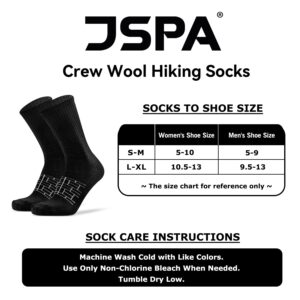 JSPA 4 Pack Mens Wool Crew Running Socks Women's Comfortable Non Blister Seamless Toe Merino Wool Above Ankle Heavy Half Cushion Elastic Woolen Socks, Large, Dark Grey