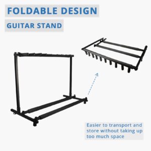 Ktaxon 3/5/7/9 Multiple Guitars Stand Display Stand Guitar & Ukulele & Bass & Banjo Holder for Band, Studio, Home (Square-9 Holder)