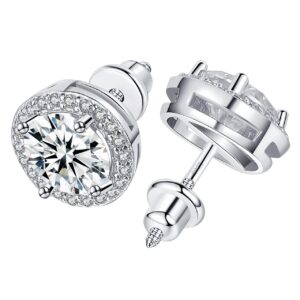 Diamond Stud Earrings for Women Gifts for Wife Mom Girlfriend 0.8Ct-2Ct Moissanite Stud Earrings Anniversary Birthday Gifts for Wife, Valentine's Day Gifts for Her Wedding Anniversay Gift for Wife ,Christmas , Mother's Day Gifts (2.0 Carats ( 1.0 Ct Each