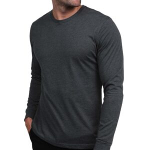 INTO THE AM Premium Long Sleeve Shirts for Men Casual Work Sun Protection Plain T-Shirts for Gym Construction (Charcoal, Small)