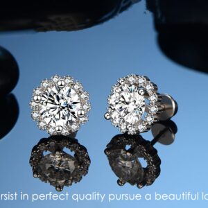 Diamond Earrings for Women Men 0.8Ct-2Ct Moissanite Stud Earrings Gifts for Wife Mom Girlfriend Anniversary Birthday Gifts for Wife, Valentine's Day Gifts for Her Wedding Anniversay Gift for Wife ,Christmas , Mother's Day Gifts ( 2.0 Carats 1.0 Ct Each )