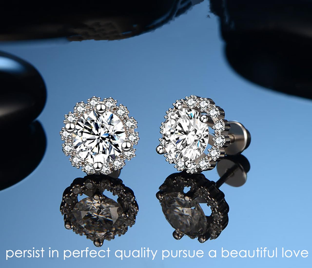 Diamond Earrings for Women Men 0.8Ct-2Ct Moissanite Stud Earrings Gifts for Wife Mom Girlfriend Anniversary Birthday Gifts for Wife, Valentine's Day Gifts for Her Wedding Anniversay Gift for Wife ,Christmas , Mother's Day Gifts ( 2.0 Carats 1.0 Ct Each )