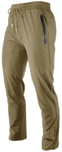 men's lightweight quick dry hiking running pants outdoor sports breathable zipper pockets athletic work pants khaki l