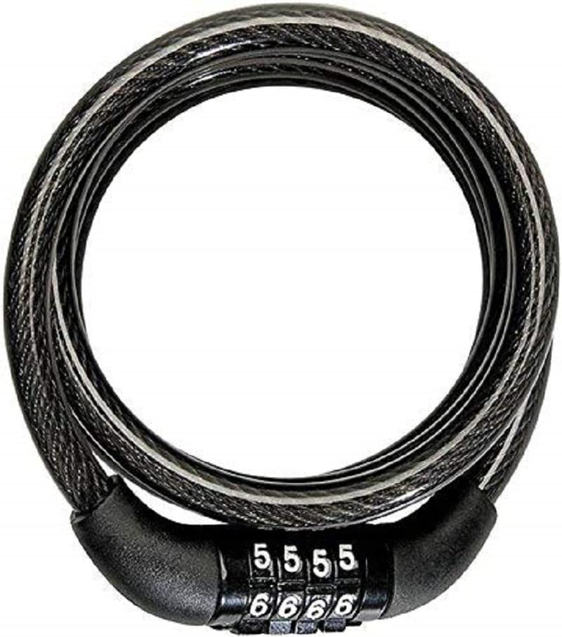 Black Heavy Bicycle 4 Letters Number Lock Combination Coiled Bike Steel Cable Lock Cycling Lock Bicycle Lock Accessories Helmet Lock Color May Vary for Honda Cb Twister