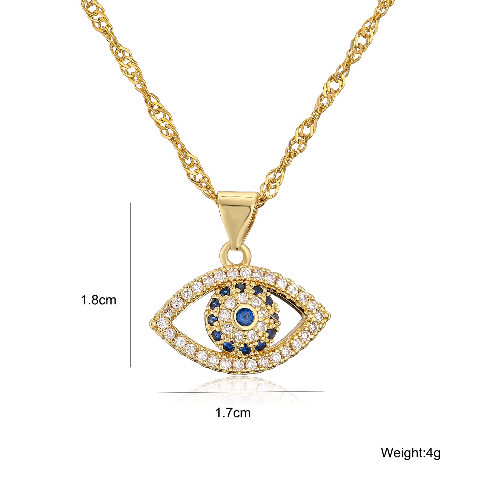 cmoonry 18K Brass Water Ripple Chain Necklace For Women AAA Cubic Zirconia Evil Eye Pendant Female Party Jewelry Christmas Gift