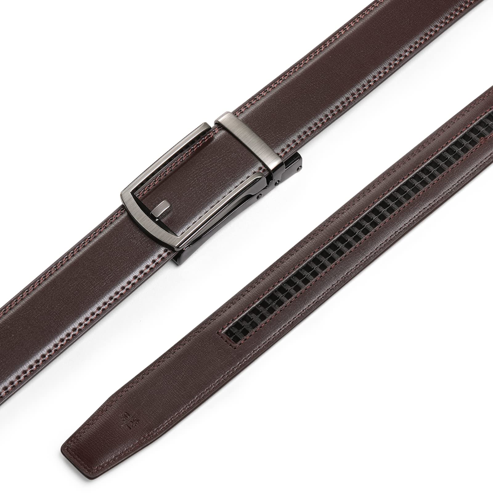 SENDEFN Men's Leather Dress Casual Belt 1 3/8" Automatic Adjustable Click Buckle Belts with Gift Box(B-coffee-72QS)