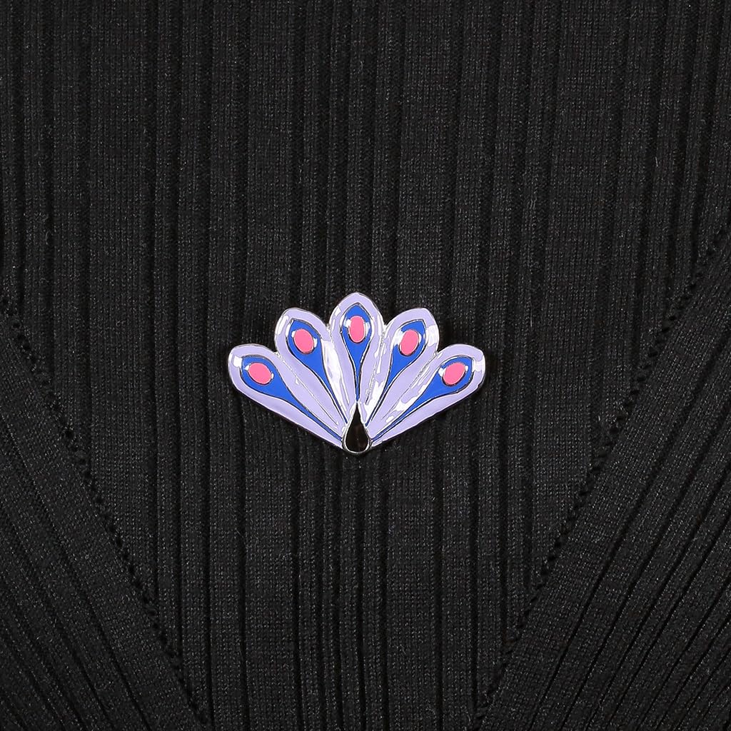 ZAG STORE - Miraculous Ladybug - Peacock Charged Brooch, Stainless Steel,Dark Blue,Pink,Purple