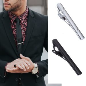 Tornito 12Pcs Tie Clips for Men Tie Tack Pins Silver Black Gold Blue Necktie Bar Regular Ties Suitable for Daily Wedding Meeting Business Anniversary Tie Clips