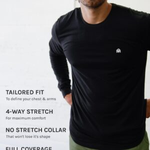 INTO THE AM Premium Long Sleeve Shirts for Men Casual Work Sun Protection Plain T-Shirts for Gym Construction (Charcoal, Small)