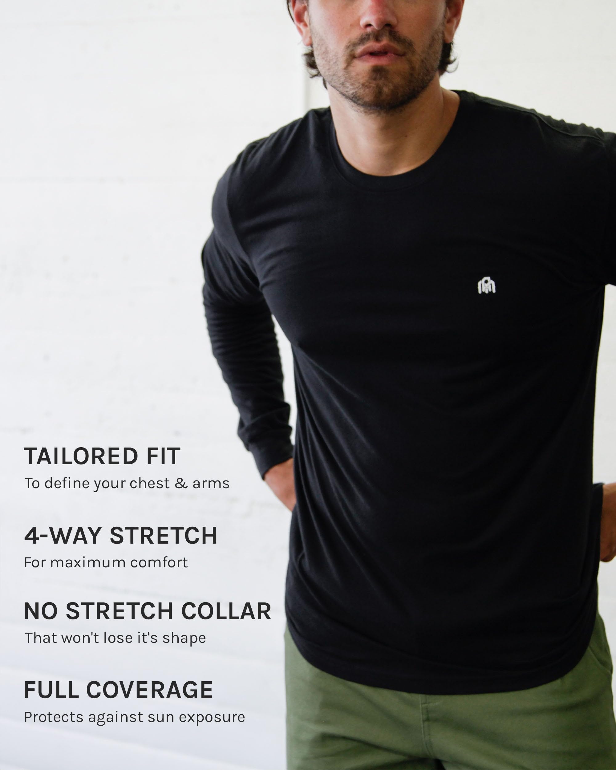 INTO THE AM Premium Long Sleeve Shirts for Men Casual Work Sun Protection Plain T-Shirts for Gym Construction (Charcoal, Small)