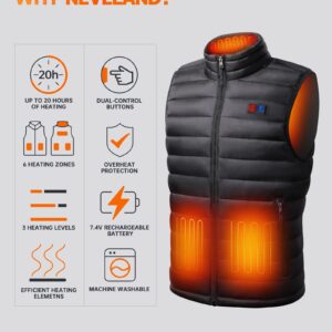 Neveland Men's Lightweight Heated Vest with Battery Pack (Large)