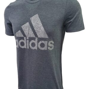 adidas Mens Badge of Sport Classic Tee (Small, Dark Grey Heather/Grey Animal Print)