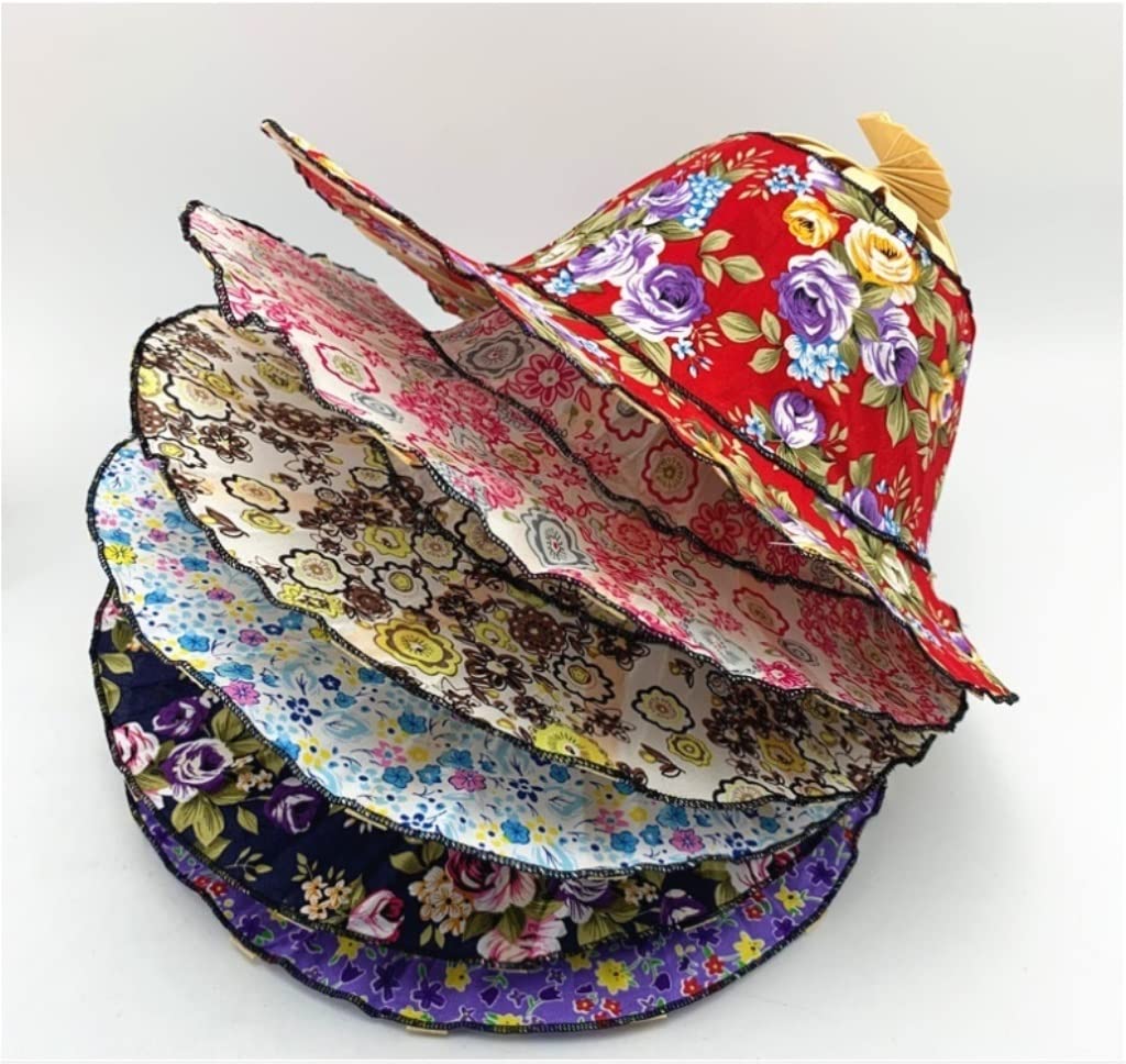 Folding Hand Fan Folding Fan Handheld Folded Fan Women Folding Fan 2 in 1 Hand Fan Sunhat Hat Floral Printed Foldable Chinese Style Bamboo Fan Foldable Fan Hand Held Fans (Color : A7, Size : 28cm)