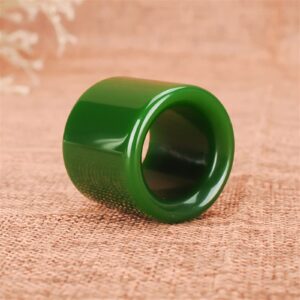 Oligage 22mm Chinese Green Jade Ring Thumb Ring Jewelry Lucky Auspicious Domineering Men and Women Ring Jade Fine Jewelry