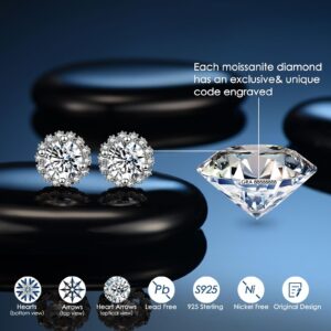 Diamond Earrings for Women Men 0.8Ct-2Ct Moissanite Stud Earrings Gifts for Wife Mom Girlfriend Anniversary Birthday Gifts for Wife, Valentine's Day Gifts for Her Wedding Anniversay Gift for Wife ,Christmas , Mother's Day Gifts ( 2.0 Carats 1.0 Ct Each )