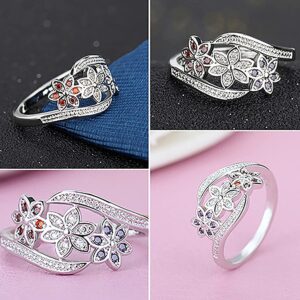 Exquisite Jewelry Ring Women's Cute Flowers 925 Sterling Silver Ring Charm Zircon Inlaid Party Jewelry Wedding Band Best Gifts for Love with Valentine's Day