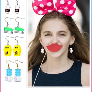 Hicarer 20 Pairs Cute Weird Earrings Funny Dangle Drop Earrings for Women Girls Teen Girls Include Gummy Candy Bear Milk Goldfish Cartoon Fruits Flowers Animals for Christmas Birthday(Cool Style)