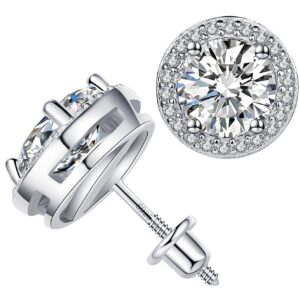 Diamond Stud Earrings for Women Gifts for Wife Mom Girlfriend 0.8Ct-2Ct Moissanite Stud Earrings Anniversary Birthday Gifts for Wife, Valentine's Day Gifts for Her Wedding Anniversay Gift for Wife ,Christmas , Mother's Day Gifts (2.0 Carats ( 1.0 Ct Each