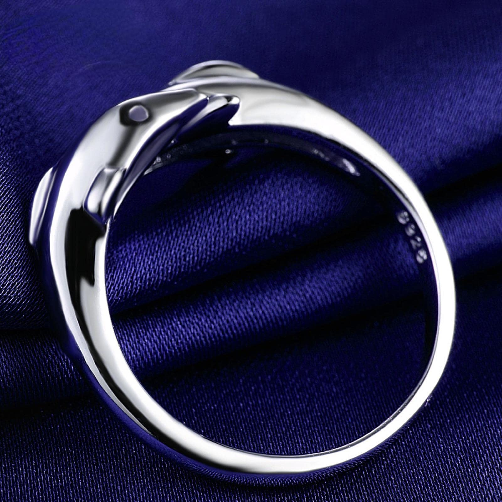 925 Sterling Silver Dolphin Ring, Adjustable Ring For Women