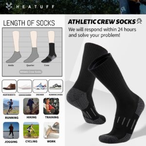 Heatuff Men’s Crew Athletic Socks Cushioned Moisture Wicking Work Boot Socks for All Seasons (6 Pairs)