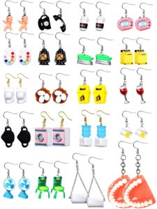 hicarer 20 pairs cute weird earrings funny dangle drop earrings for women girls teen girls include gummy candy bear milk goldfish cartoon fruits flowers animals for christmas birthday(cool style)