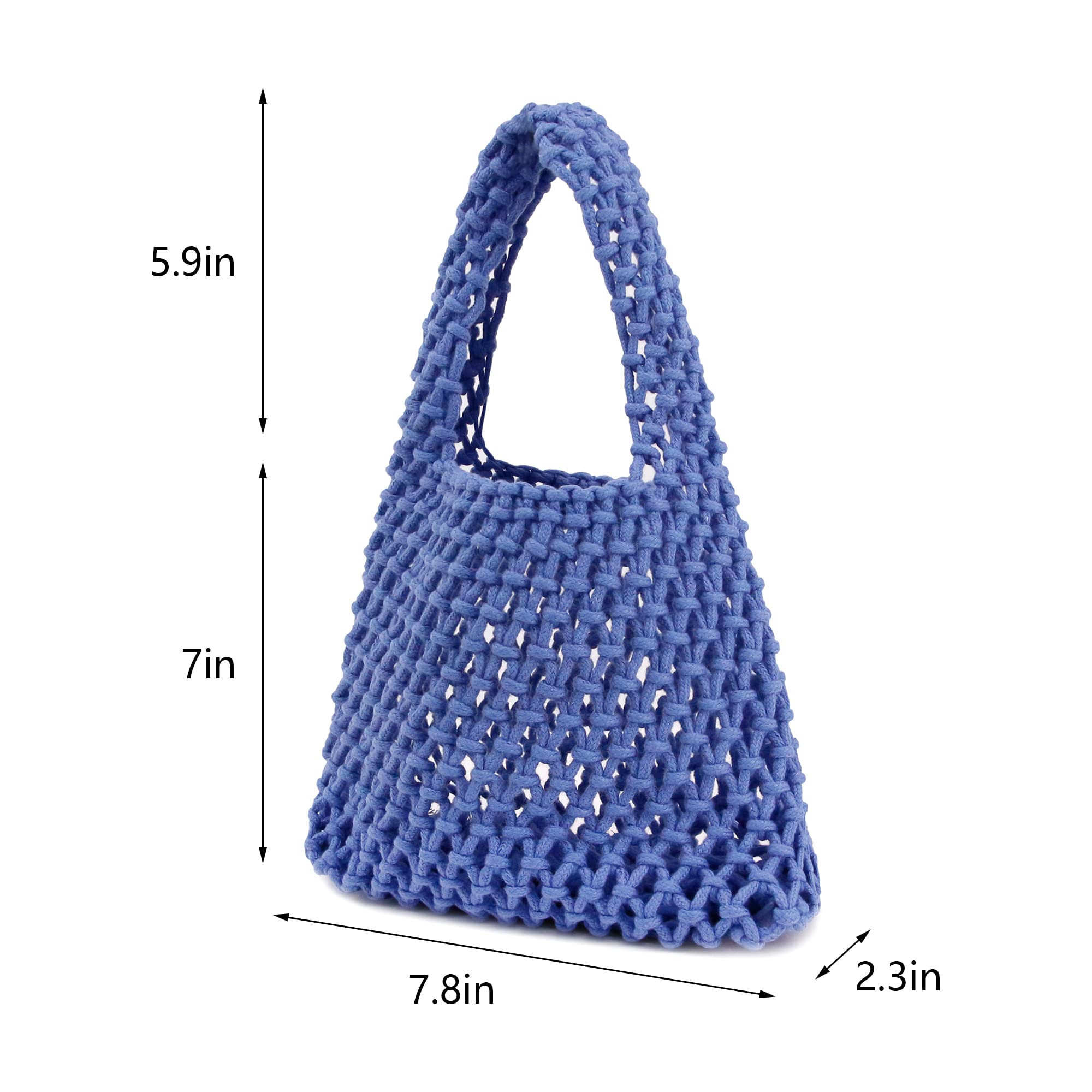 Naimo Straw Beach Bag Woven Rattan Shoulder Bag Fishing Net Handbag Cotton Rope Tote Summer Crochet Hobo Bag