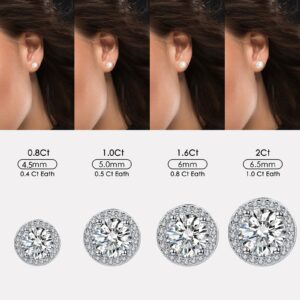 Diamond Stud Earrings for Women Gifts for Wife Mom Girlfriend 0.8Ct-2Ct Moissanite Stud Earrings Anniversary Birthday Gifts for Wife, Valentine's Day Gifts for Her Wedding Anniversay Gift for Wife ,Christmas , Mother's Day Gifts (2.0 Carats ( 1.0 Ct Each