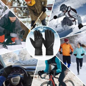 OZERO Winter Gloves Men Women - Coldproof Waterproof Touchscreen Glove - Keep Warm in Cold Weather for Driving Cyling Black Medium