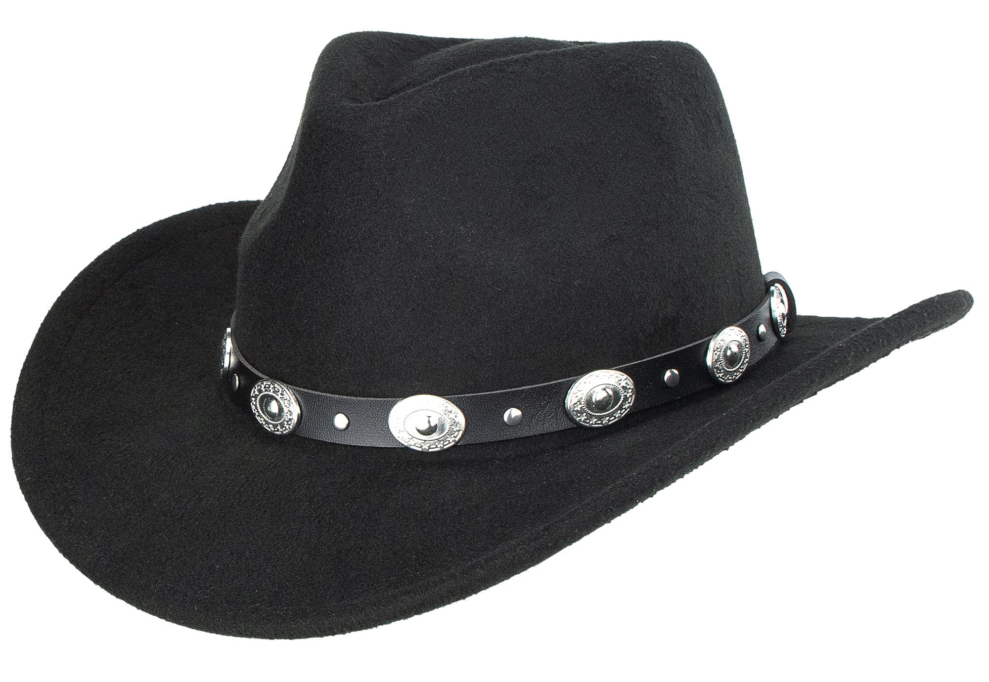 Classic Western-Cowboy-Hat Men Womens Wide Brim Cowgirl Hats Felt Fedora hat (S-M)