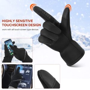 OZERO Winter Gloves Men Women - Coldproof Waterproof Touchscreen Glove - Keep Warm in Cold Weather for Driving Cyling Black Medium