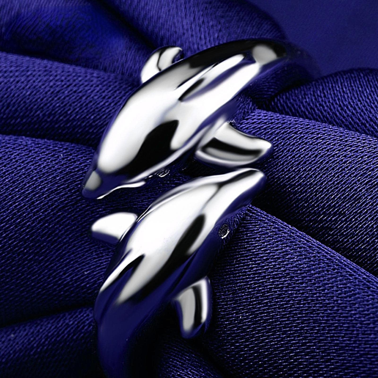 925 Sterling Silver Dolphin Ring, Adjustable Ring For Women