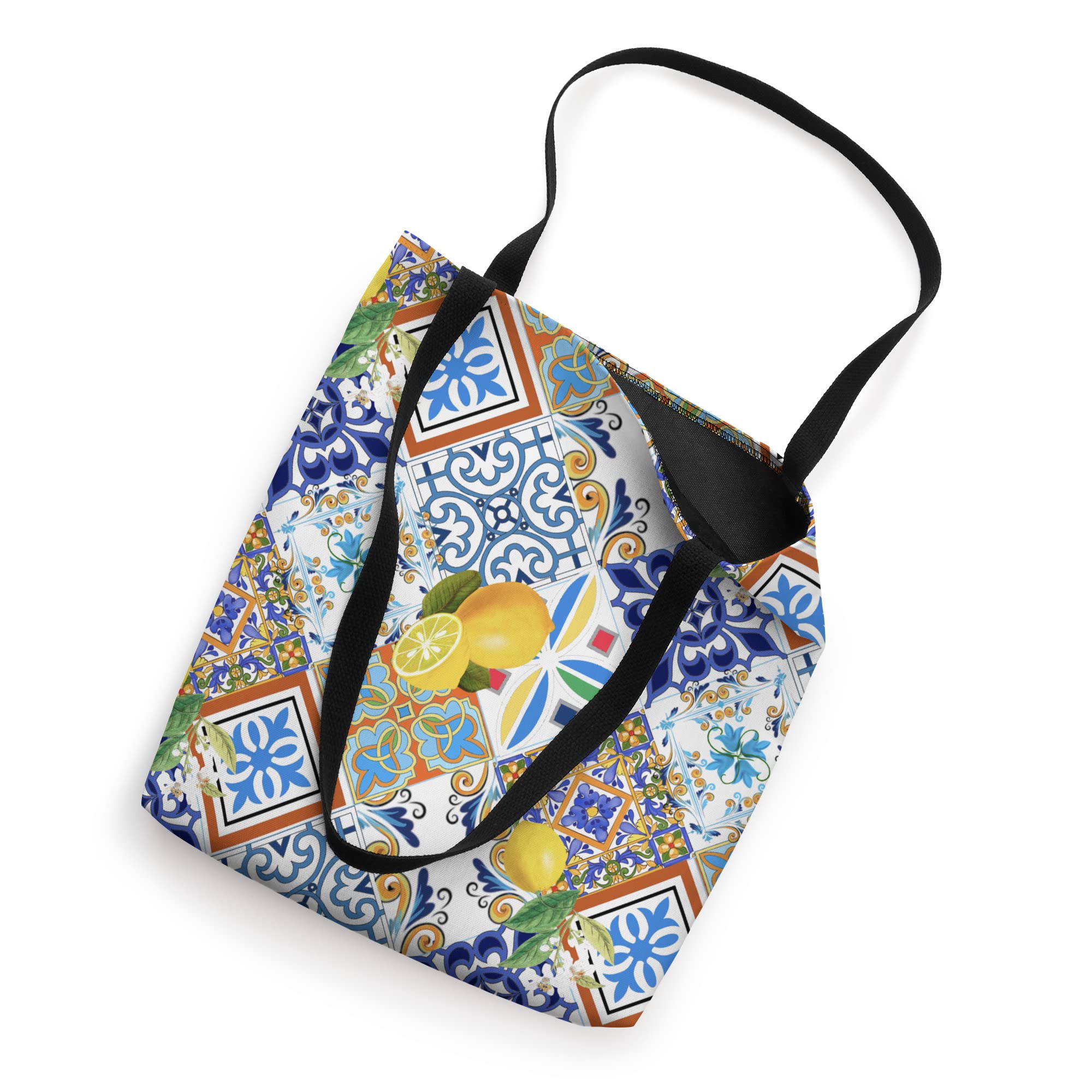 Citrus,lemons,mosaic,flowers,azulejo,tiles,Portuguese art Tote Bag