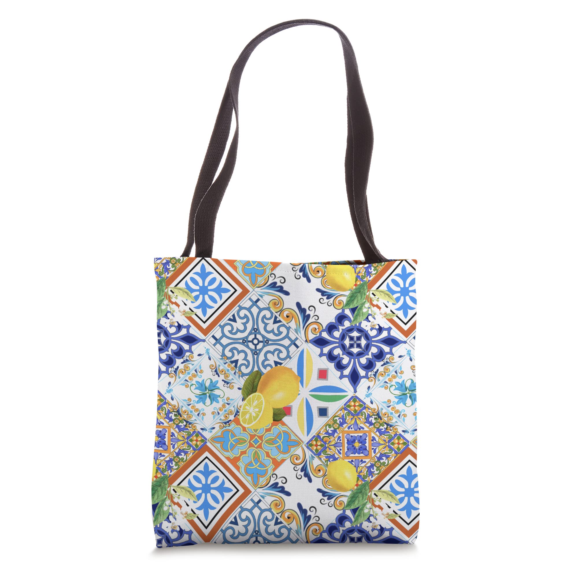 Citrus,lemons,mosaic,flowers,azulejo,tiles,Portuguese art Tote Bag