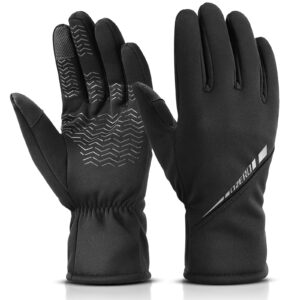 ozero winter gloves men women - coldproof waterproof touchscreen glove - keep warm in cold weather for driving cyling black medium