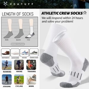 Heatuff Men’s Crew Athletic Socks Cushioned Moisture Wicking Work Boot Socks for All Seasons (6 Pairs)