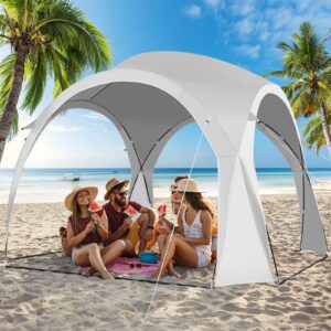 tangkula 11x11 ft beach canopy, portable beach shelter with carry bag, easy set-up instant sunshade tent with fiberglass rods, 6-8 people upf50+ large sun shelter for camping